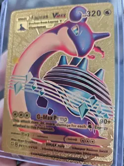 Lapras VMAX Gold Foil Fan Art Vinyl Collector Pokemon Card SV111 - Image 1