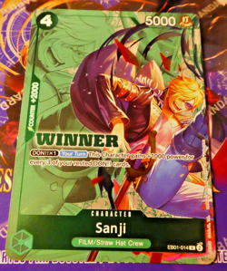 One Piece En Card Game Carte Holo Sanji EB01-014 WINNER Alt English NM - Image 1