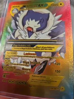 M Snorlax EX Rainbow Foil Fan Art Vinyl Collector Card 159/300 - Image 5