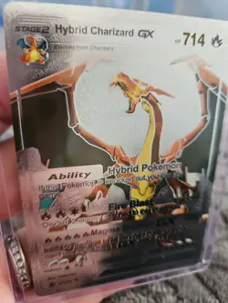 Hybrid Charizard GX Silver Vinyl Foil Fan Art Collector Pokemon Card 127/255 - Image 3