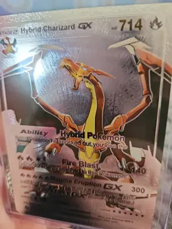 Hybrid Charizard GX Silver Vinyl Foil Fan Art Collector Pokemon Card 127/255 - Image 4
