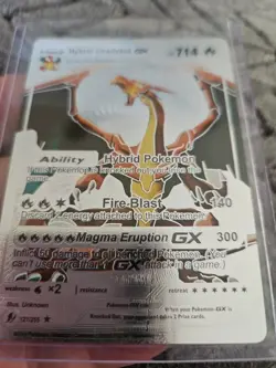 Hybrid Charizard GX Silver Vinyl Foil Fan Art Collector Pokemon Card 127/255 - Image 5