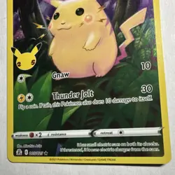 Pokemon Pikachu Celebrations Holo Rare Full Art 005/025 60 HP Basic Card - Image 3