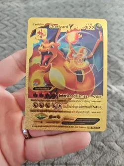 X2 Charizard V Gold Foil Fan Art Vinyl Textured Collector Cards X2 Claw Slash - Image 2
