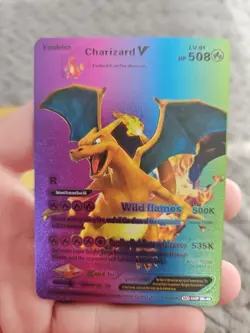 X2 Charizard V Gold Foil Fan Art Vinyl Textured Collector Cards X2 Claw Slash - Image 4