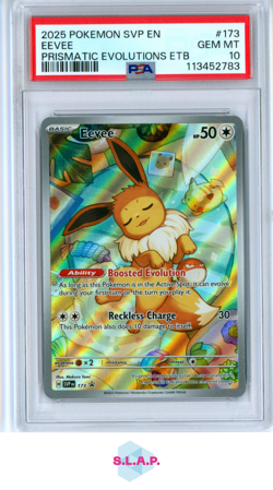 EEVEE PRISMATIC EVOLUTIONS ETB POKEMON SVP EN-SV BLCK STR PRM 2025 173 PSA 10 - Image 1