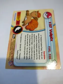 Vulpix #37 Pokemon Topps Series 1 Sun Rays Holo Foil 1999 Near Mint - Image 2