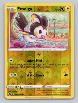 Reverse Holo Emolga 054/195 Common Silver Tempest Pokemon - Image 1