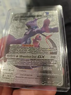 Mewtwo & Mew GX Premium Silver Foil Fan Art Vinyl Collector Pokemon 71/236 - Image 3
