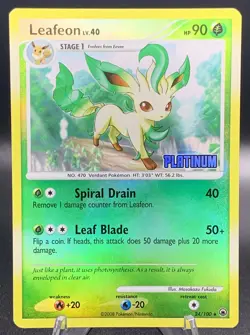 Leafeon 24/100 Platinum Stamped Rare Reverse Holo LP - Pokemon TCG Majestic Dawn - Image 1
