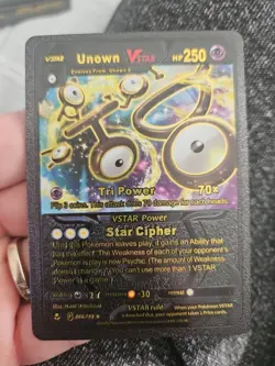 Unown VStar Black Foil Fan Art Textured Collector Pokemon Card 066/195... - Image 1