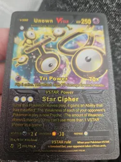Unown VStar Black Foil Fan Art Textured Collector Pokemon Card 066/195... - Image 5