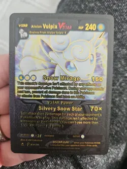 Alolan Vulpix VStar Black Foil Fan Art Textured Collector Pokemon Card 034/195 - Image 1