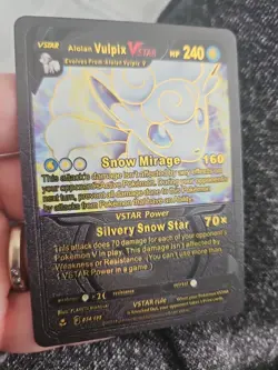 Alolan Vulpix VStar Black Foil Fan Art Textured Collector Pokemon Card 034/195 - Image 4
