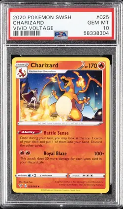 2020 POKEMON SWORD & SHIELD VIVID VOLTAGE #025 CHARIZARD PSA 10 - Image 1