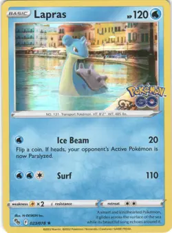 Lapras 023/078 Holo Rare Pokemon GO Pokemon MP - Image 1