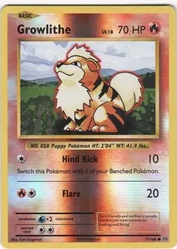 Growlithe 17/108 Reverse Holo C Evolutions LP Pokemon - Image 1