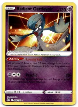 Radiant Gardevoir 069/196 Radiant Rare Lost Origin Pokemon Holo Near Mint - Image 1