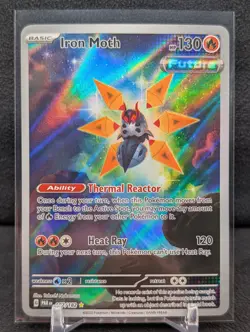 Pokemon TCG Iron Moth 187/182 SV04: Paradox Rift Holo NM Full Art Secret Rare - Image 1