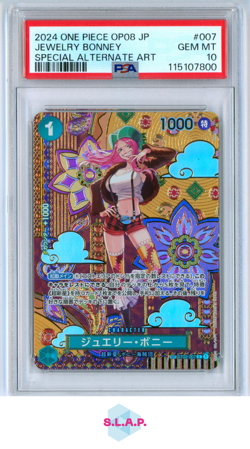 JEWELRY BONNEY SPECI4L ALT ART ONE PIECE JAP OP08-TWO LEGENDS 2024 007 PSA 10 - Image 1