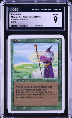 MTG Fastbond Revised Edition CGC 9 Mint Condition Vintage Magic the Gathering - Image 1