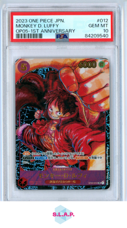 MONKEY D. LUFFY 1ST ANN. ONE PIECE JP OP05-AWAKENING/THE NEW ERA 2023 012 PSA 10 - Image 1
