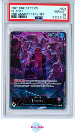 SHANKS ONE PIECE ENGLISH VERSION 2ND ANNIVERSARY SET 2025 001 PSA 10 - Image 1