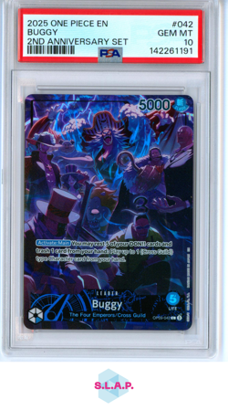 BUGGY ONE PIECE ENGLISH VERSION 2ND ANNIVERSARY SET 2025 042 PSA 10 - Image 1