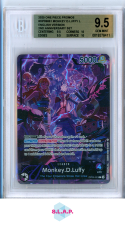LUFFY LEADER BANDAI ONE PIECE OP09-061 2025 2ND ANN. SET GEM MINT EN BECKETT 9.5 - Image 1