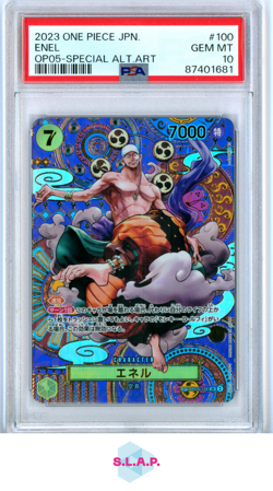 ENEL SPECI4L ALT ART ONE PIECE JAP OP05-AWAKENING OF THE NEW ERA 2023 100 PSA 10 - Image 1