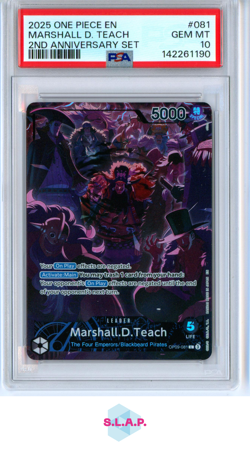MARSHALL D. TEACH ONE PIECE ENGLISH VERSION 2ND ANNIVERSARY SET 2025 081 PSA 10 - Image 1