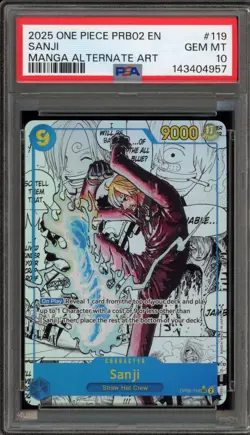 One Piece CCG Sanji PRB02 Manga Alternate Art OP06-119 PSA 10 Gem Mint - Image 1