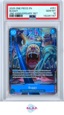 BUGGY ONE PIECE ENGLISH VERSION 2ND ANNIVERSARY SET 2025 051 PSA 10 - Image 1
