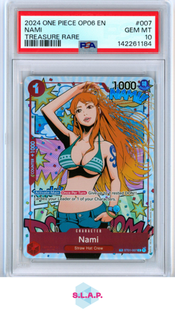 NAMI TREASURE RARE ONE PIECE OP06-WINGS OF THE CAPTAIN 2024 007 PSA 10 - Image 1