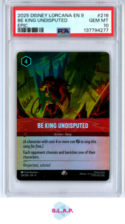 BE KING UNDISPUTED DISNEY LORCANA 216/204 2025 FABLED EPIC ENGLISCH PSA 10 - Image 1