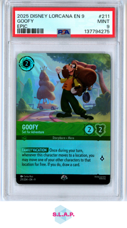 GOOFY DISNEY LORCANA 211/204 2025 FABLED EPIC ENGLISCH PSA 9 - Image 1