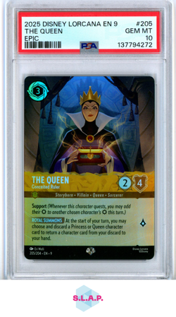 THE QUEEN DISNEY LORCANA 205/204 2025 FABLED EPIC ENGLISCH PSA 10 - Image 1