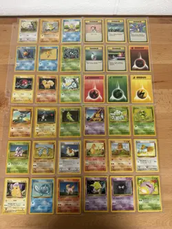 Lp/HP (Unlimited) COMPLETE Pokemon BASE Set 37 Card COMMON Non-Holo 102 - Image 1