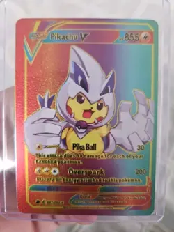 Pikachu V Rainbow Foil Fan Art Textured Collector Card 087/080 - Image 1