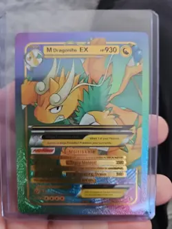 M Dragonite EX Rainbow Foil Fan Art Vinyl Textured Collector Card Mega HP930 - Image 1