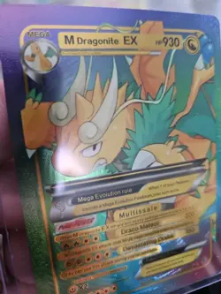 M Dragonite EX Rainbow Foil Fan Art Vinyl Textured Collector Card Mega HP930 - Image 3