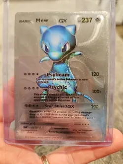 Mew GX Silver Foil Fan Art Vinyl Collector Pokemon Card 18/20 - Image 1