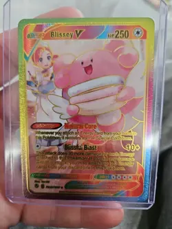 Blissey V Rainbow Foil Fan Art Premium Vinyl Collector Card TG22/TG30 HP250 - Image 1