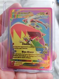 Blaziken Vmax Rainbow Foil Fan Art Vinyl Textured Collector Card TG15/TG30 - Image 1