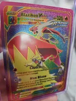 Blaziken Vmax Rainbow Foil Fan Art Vinyl Textured Collector Card TG15/TG30 - Image 3