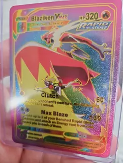 Blaziken Vmax Rainbow Foil Fan Art Vinyl Textured Collector Card TG15/TG30 - Image 4