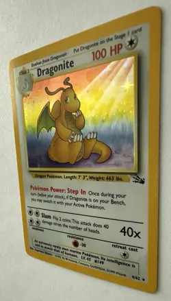 Dragonite Holo 4/62 Fossil Unlimited – Vintage Pokemon Card – Raw - Image 3