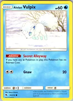 Alolan Vulpix 53/214 Common Regular Card SM - Lost Thunder Pokemon TCG LP - Image 1