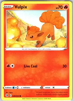 Vulpix 028/264 Common Regular Card SWSH08: Fusion Strike Pokemon TCG LP - Image 1