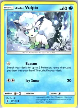 Alolan Vulpix 21/145 Common Regular Card SM - Guardians Rising Pokemon TCG NM - Image 1